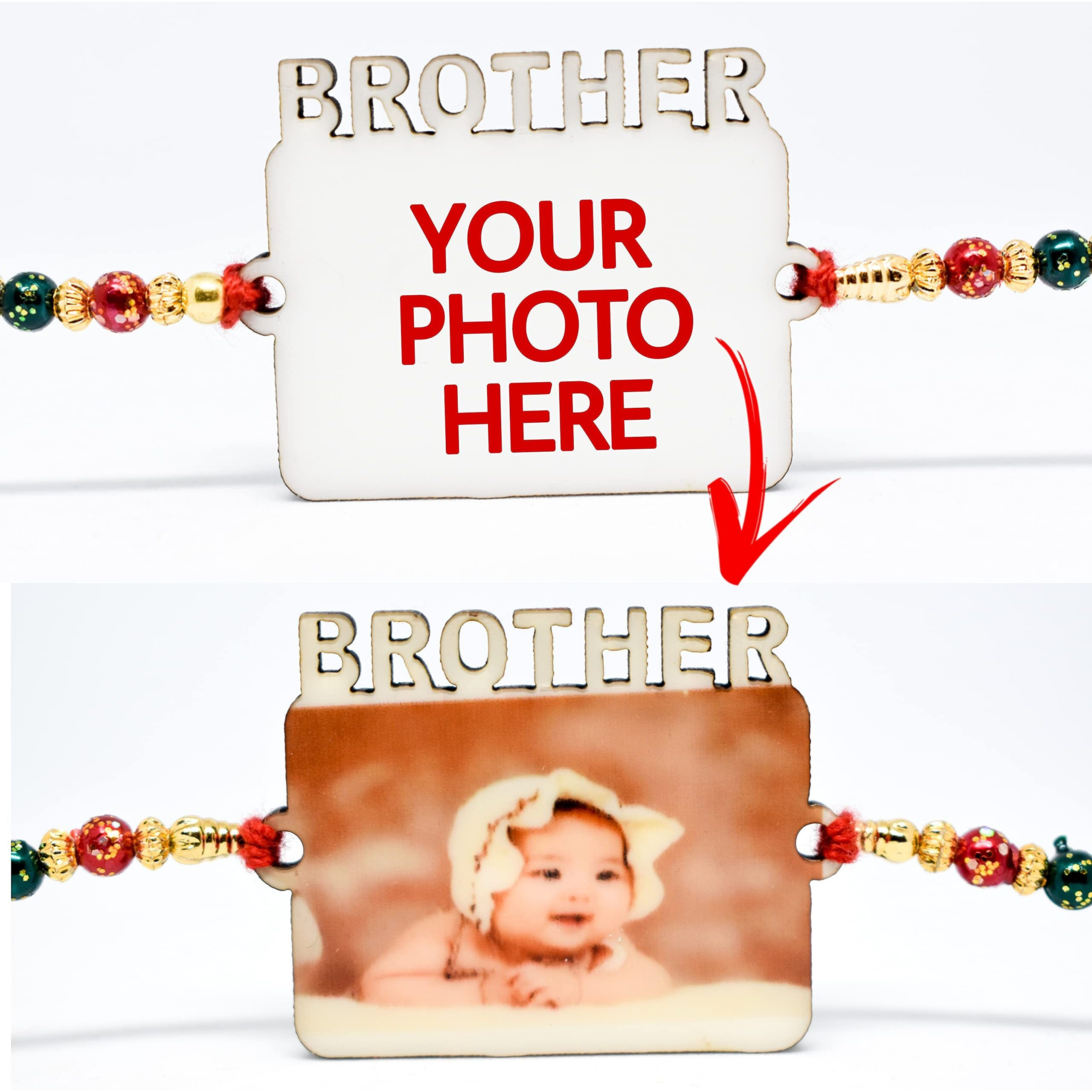 THEWHOOP Personalized/Customised Designer Rakhi Photo or Print Name For Brothers - Raksha Bandhan Gift (PACK OF 3) (PHOTORAKHI-BROTHER)