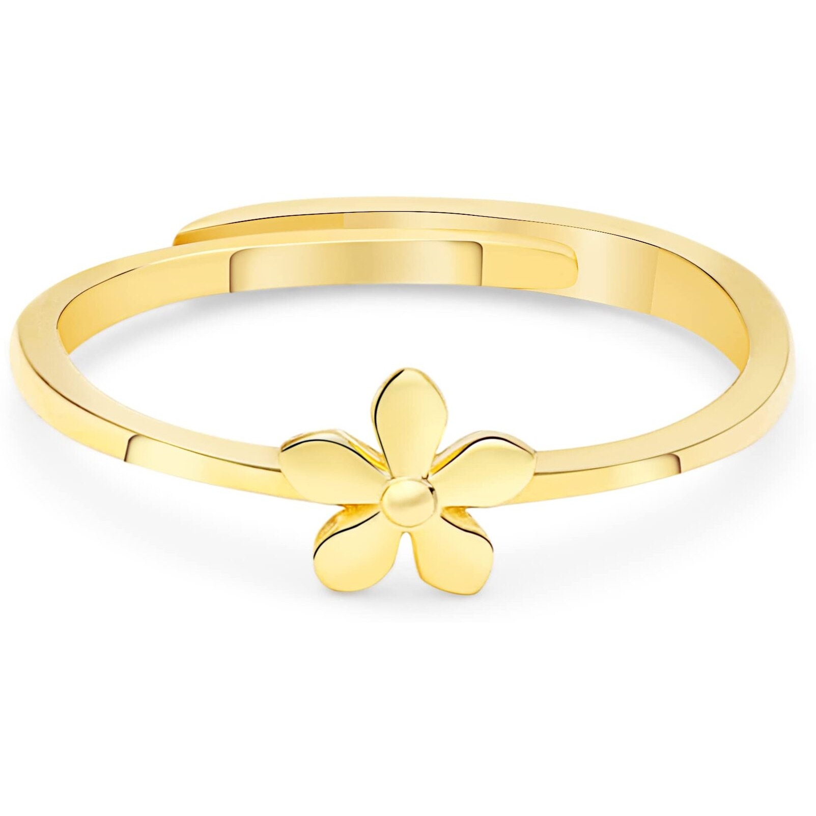 GIVA 925 Silver 18k Gold Plated Tiny Flower Ring, Adjustable | Gifts for Girlfriend, Rakhi Rakshabandhan Gift for Sister Bhabhi | With Certificate of Authenticity and 925 Stamp | 6 Month Warranty*