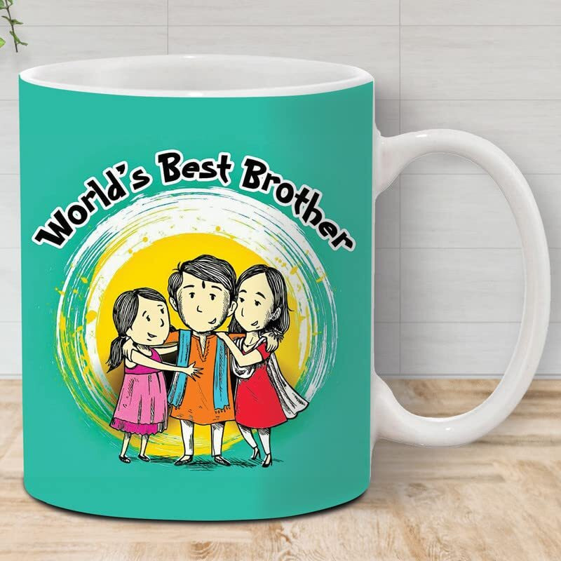 The Purple Tree Rakhi for Brother with Mug and Card Hamper, Rakhi Gift Hamper (1 Rakhi, Mug, Roli Chawal, Greeting Card), Rakhi Gift for Brother, Rakhi for Bhai, Rakhi Mug Gift MR1