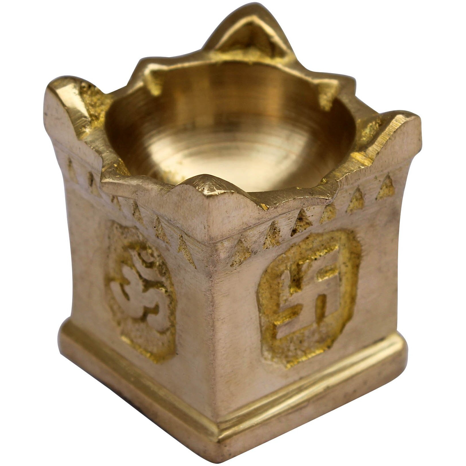 ITOS365 Brass Puja Aarti Diya (Brown_1.4 Inch X 1.4 Inch X 1.5 Inch)