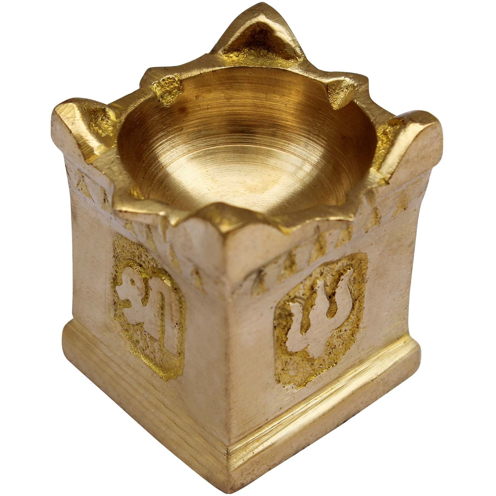 ITOS365 Brass Puja Aarti Diya (Brown_1.4 Inch X 1.4 Inch X 1.5 Inch)