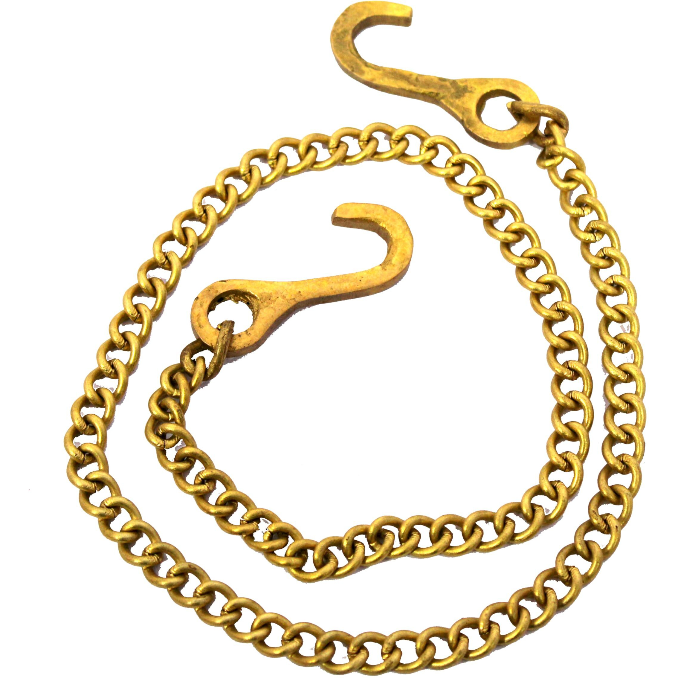 ESPLANADE Brass Chain with Hooks for Hanging Bell Diya Deepak Bells - Length 2 Feet (24 Inches) - Golden