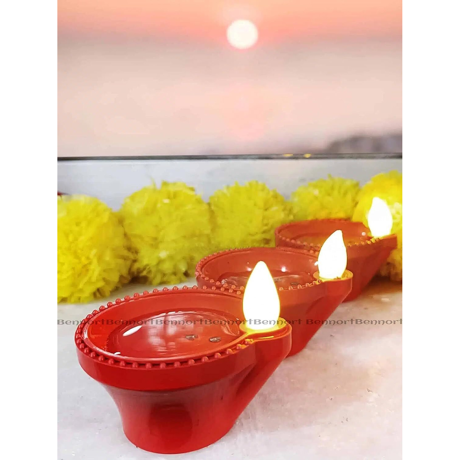 Water Sensor Electric LED Diyas Set of Flameless & Smokeless Water Sensor LED Diwali Light Diya Warm Ambient Lights, Tea Ligth Candles for New Year,Festival,Christmas,Home Decoration (Set-6)