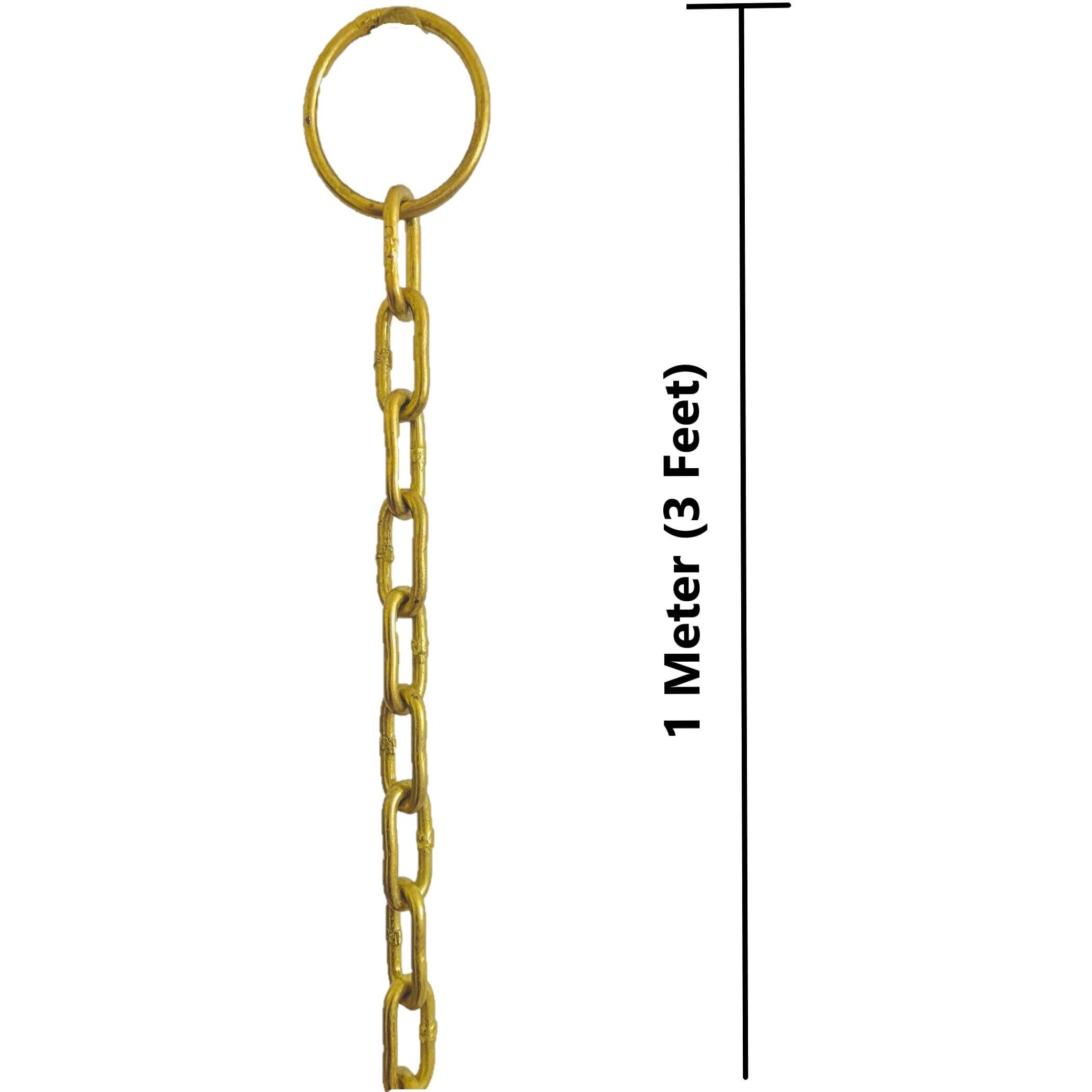 UAPAN Iron Chain with Brass Finish for Hanging Bell Diya with hook (Length of 1 Meter, Gold) (Pack of 1, 3 Feet)