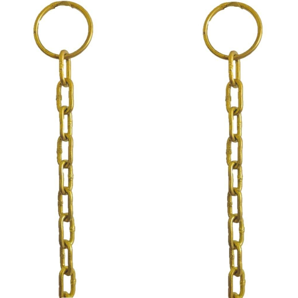 UAPAN Iron Chain with Brass Finish for Hanging Bell Diya with hook (Length of 1.6 Meter, Gold) (Pack of 2, 5 Feet)