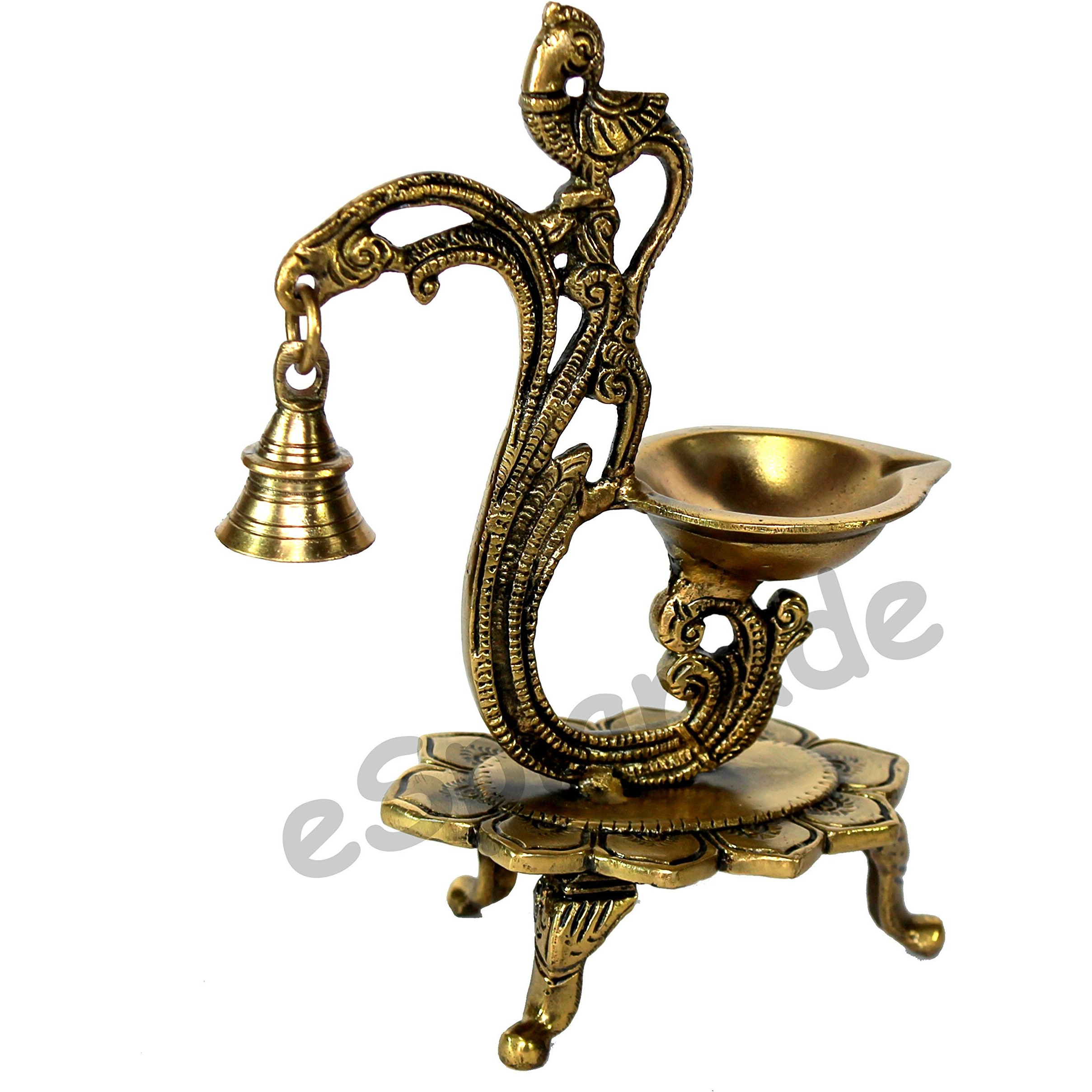 eSplanade - Lotus Shaped Round Brass Diya | Oil Lamp | Home Decor | Brass Diya | Brass Deepam | Brass Lamps | Kuthu Vilakku | Oil Lamp, Lamps for Home and Office