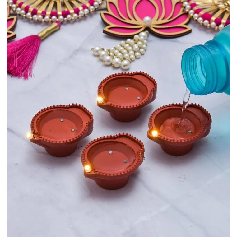 NGEL 6Pcs Kodiya Shape Water Sensor Diya || LED Diya for Home Decoration & Festivals || Artificial Flameless & Smokeless Decorative Diya (6Pcs Kodiya Diya)