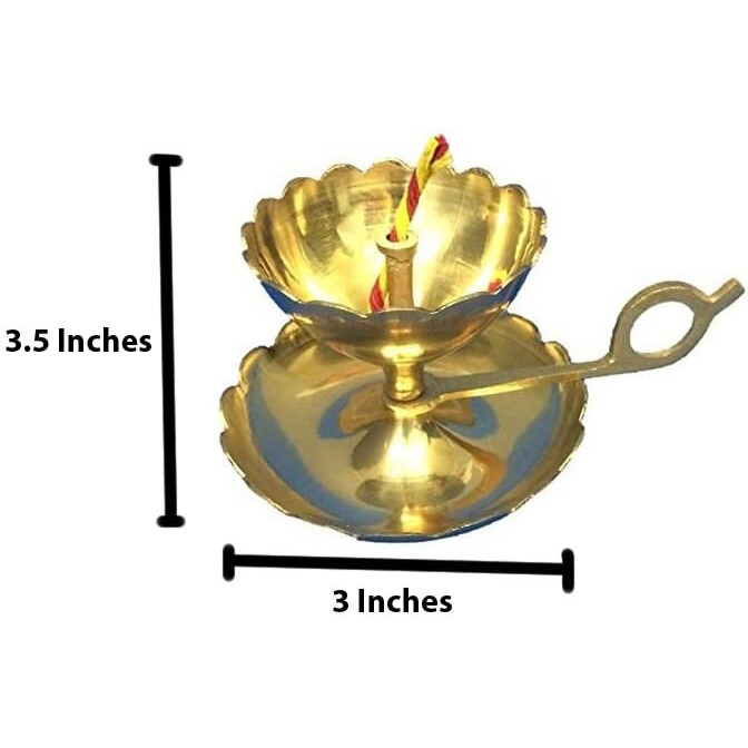 Rastogi Handicrafts Brass Aarti & Diya in One with Supported Flame