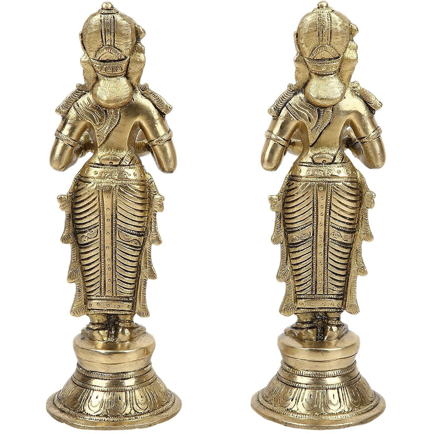 ARTVARKO Brass Metal Deep Laxmi Pair Meenakshi Devi Figurine Pair Holding Oil Diya for Pooja Mandir Temple Home Decor Diwali Deepam Dipak (Height 9 Inch, Gold, Standard Size)