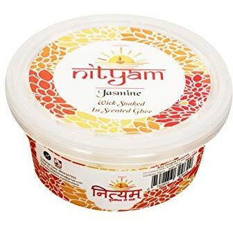 Nityam Jasmine Fragrance Wick Soaked in Scented ghee Ghee Wicks/Readymade Ghee Cotton Wicks/Diya Batti/Puja Batti/Jyot Batti (1 X 30 Pieces) (Pack of 1)