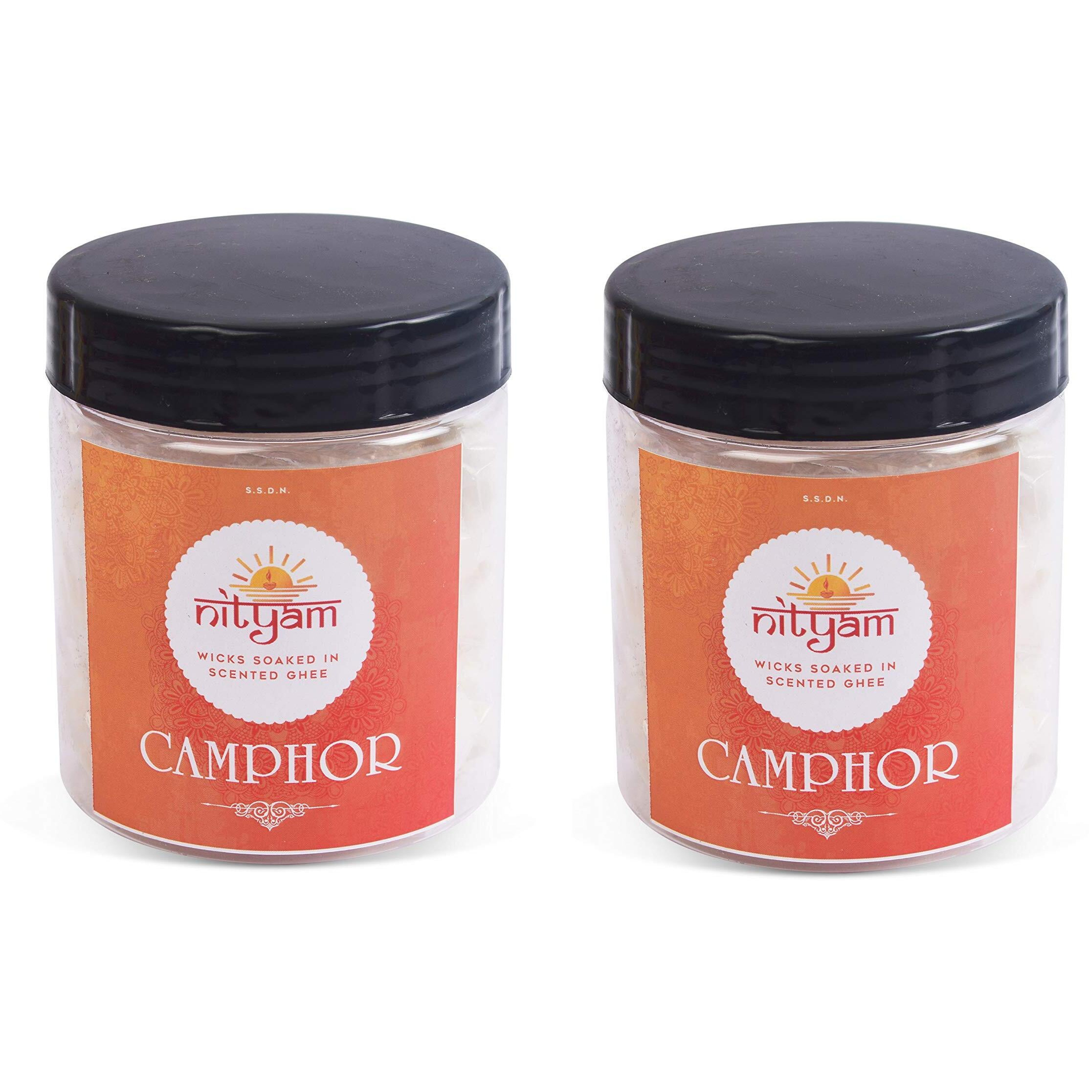 Nityam Camphor Fragrance Wax Free Scented Wick Soaked in Scented Ghee Ghee Wicks/Readymade Ghee Cotton Wicks/Diya for Pooja/Puja Batti (1 X 50 Pieces) (Pack of 2)