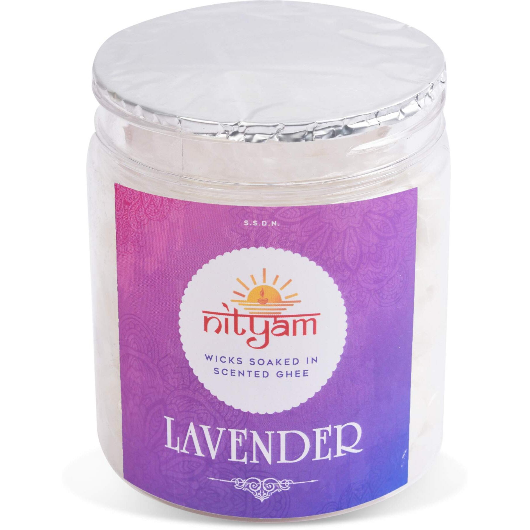 Nityam Lavender Fragrance Wax Free Scented Wick Soaked in Scented Ghee Ghee Wicks/Readymade Ghee Cotton Wicks/Diya for Pooja/Puja Batti (1 X 50 Pieces) (Pack of 2)