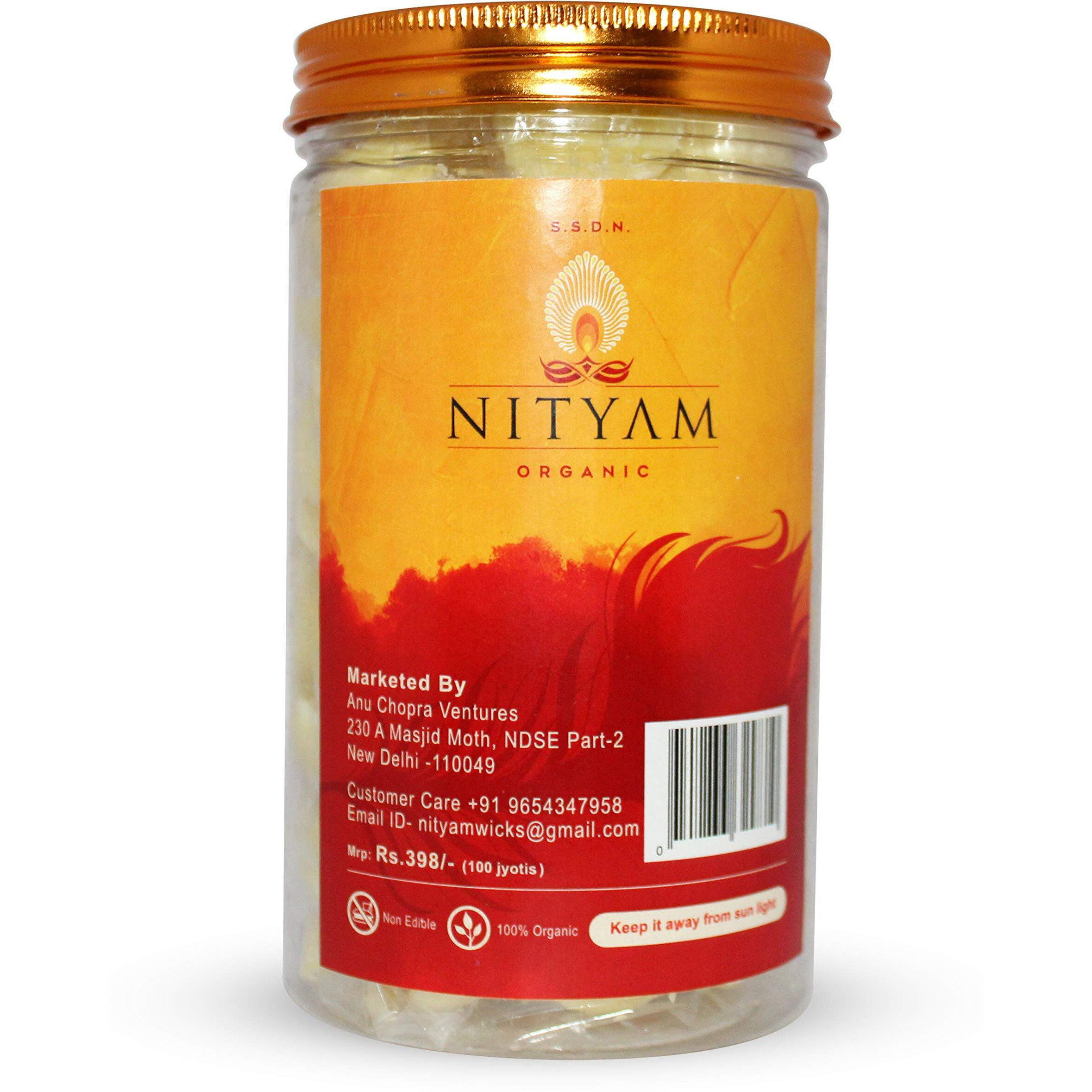 Nityam wicks soaked in pure cow ghee Ghee Wicks/Readymade Ghee Cotton Wicks/Diya Batti/Puja Batti/Jyot Batti for Pooja (Pack of 100 wicks)