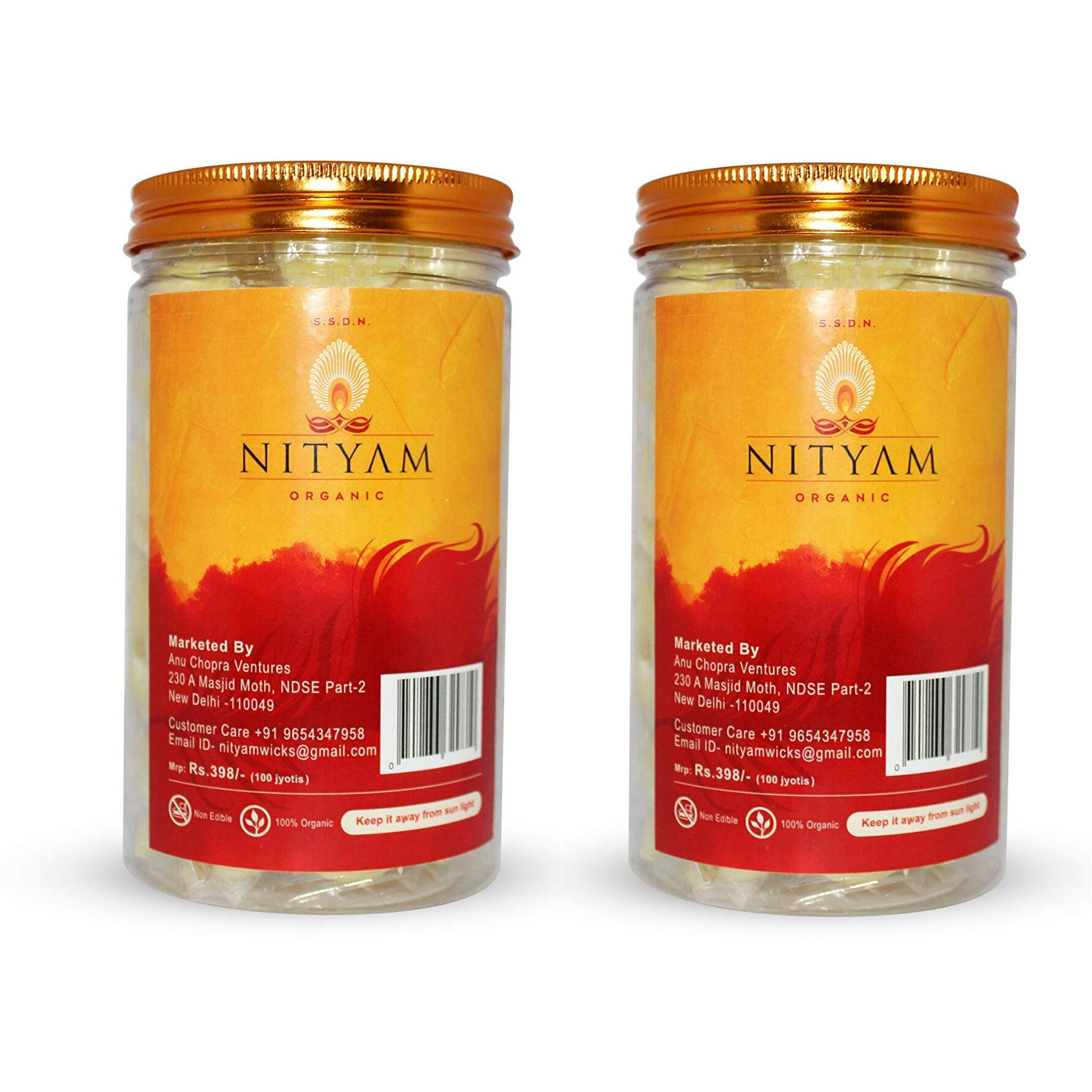 Nityam wicks soaked in pure cow ghee Ghee Wicks/Readymade Ghee Cotton Wicks/Diya Batti/Puja Batti/Jyot Batti for Pooja (Pack of 2 (100 wicks))