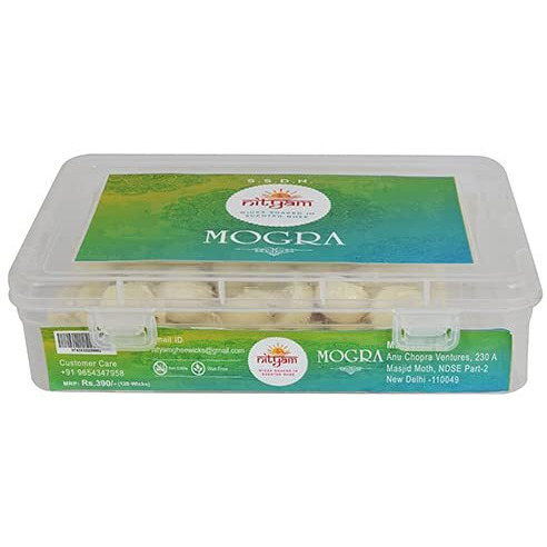 Nityam Mogra Fragrance Wax Free Scented Wick Soaked in Scented Ghee Ghee Wicks/Readymade Ghee Cotton Wicks/Diya for Pooja/Puja Batti (120 Pieces) (Pack of 1)