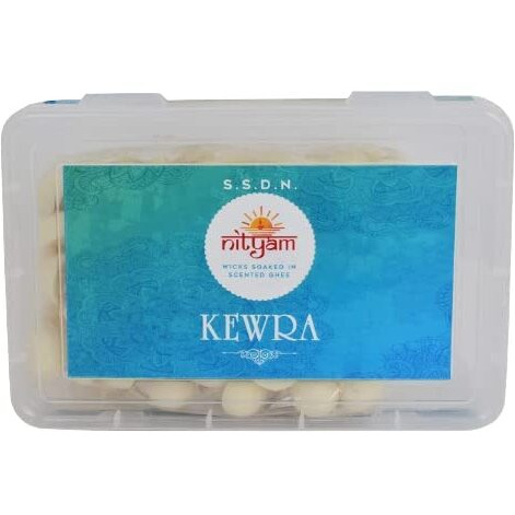 Nityam Kewra Fragrance Wax Free Scented Wick Soaked in Scented Ghee Ghee Wicks/Readymade Ghee Cotton Wicks/Diya for Pooja/Puja Batti (120 Pieces) (Pack of 1)