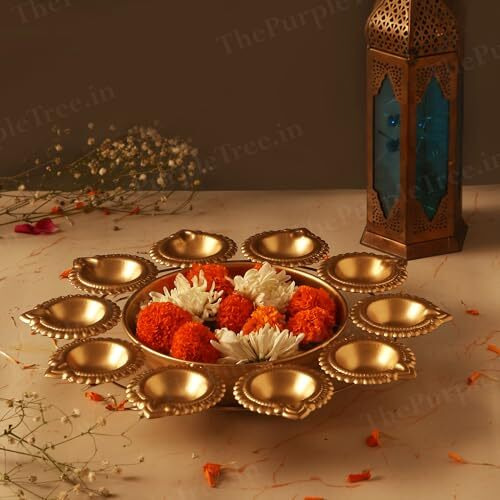 The Purple Tree Beautiful Handcrafted Diya Urli Bowl for Diwali (Pack of 1) Decorative Bowl for Floating Flowers and Tea Light Candles Home, Traditional Urli Bowl, Diwali Urli, Gift for Diwali