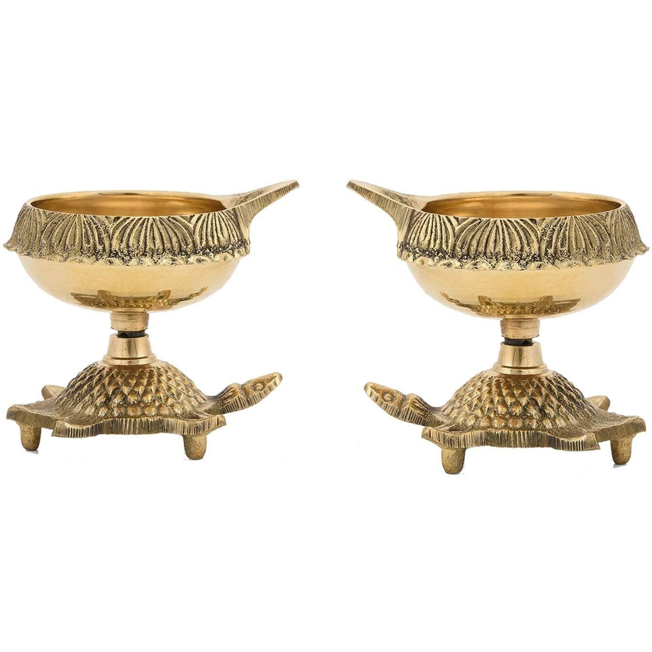 Collectible India Brass Diya (3 x 2 x 2.7 inch, Gold)