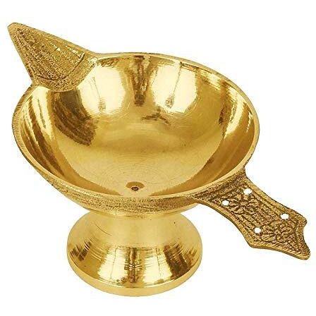 Kanshitas Rasoiware Brass Akhand Jyoti Diya for Puja Small Size Set of 2