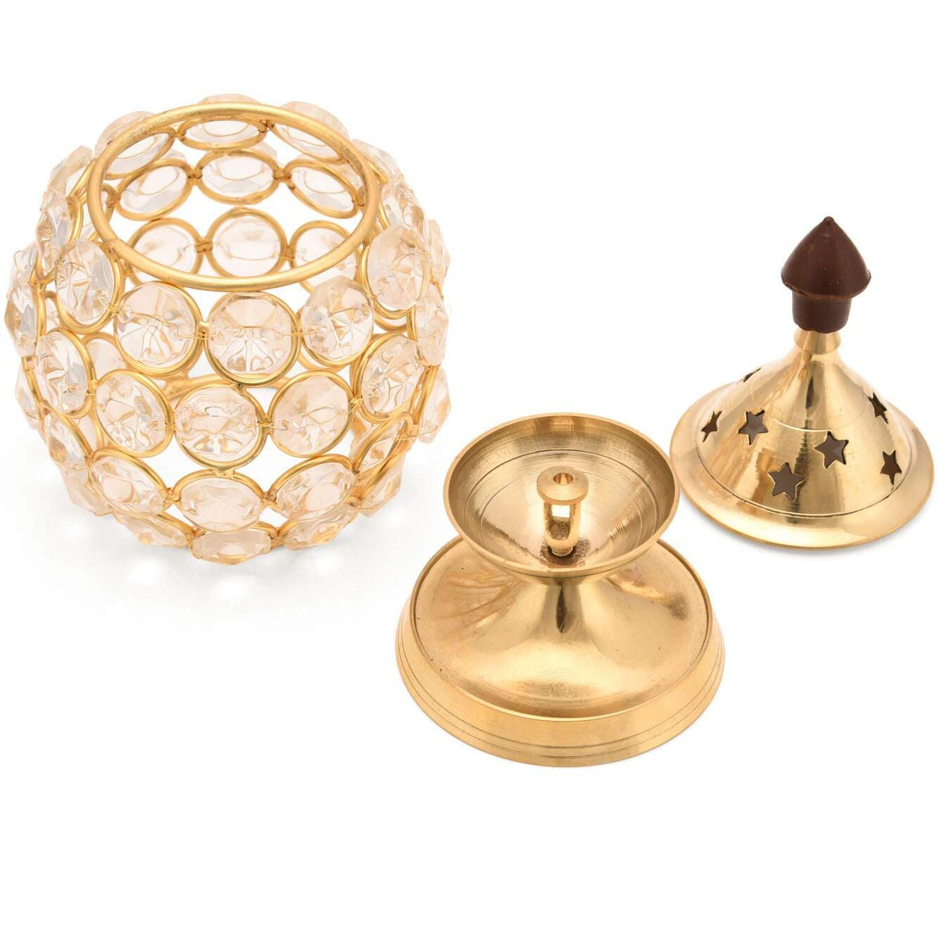 Collectible India Brass Akhand Diya for Puja | Diwali Diyas Crystal Oil Lamp , Decorative Diwali Decoration Items - Deepawali Gift for Family & Friends