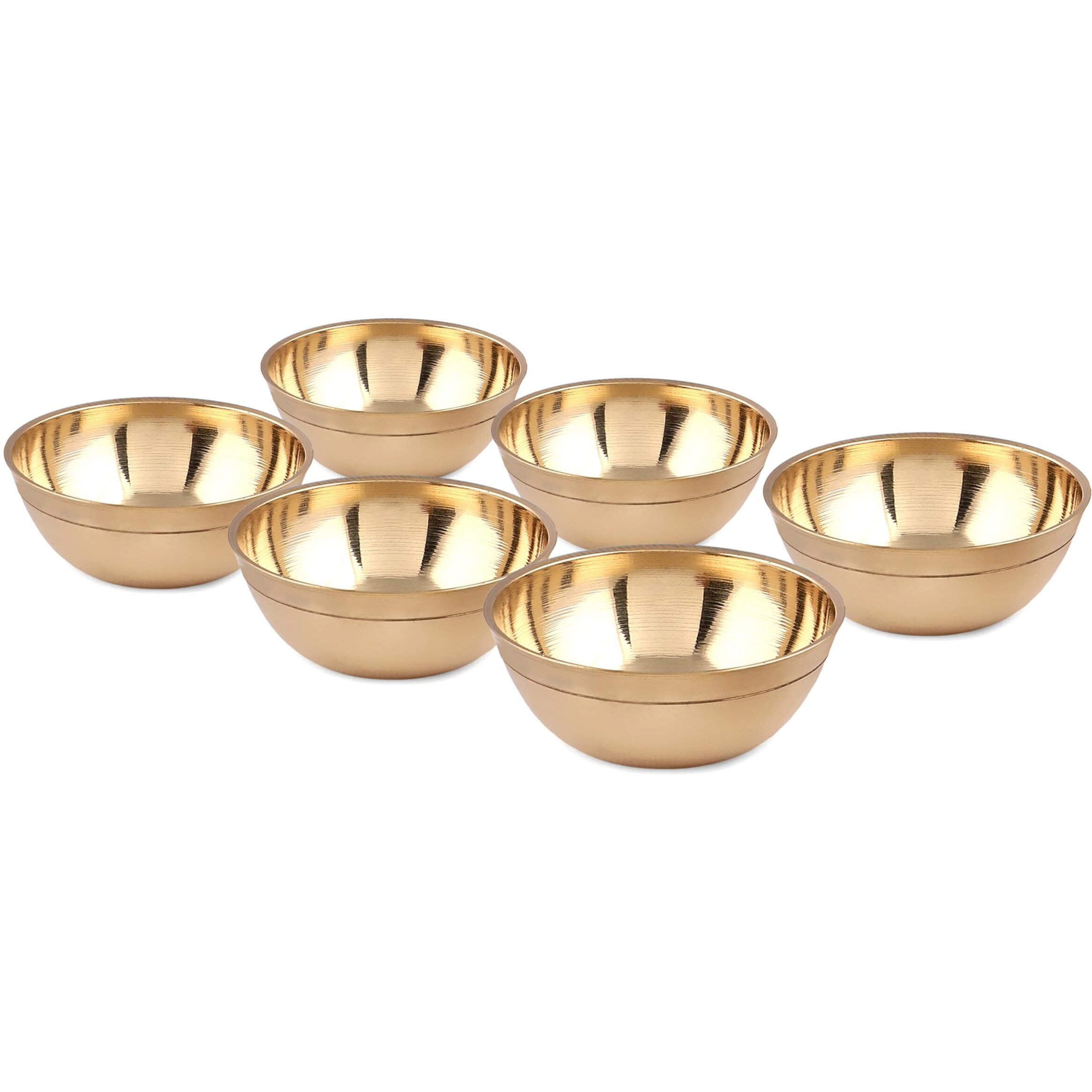 Kanshitas Rasoiware Brass Diya,Round Puja Katori (Size - 35ml) Set of 6