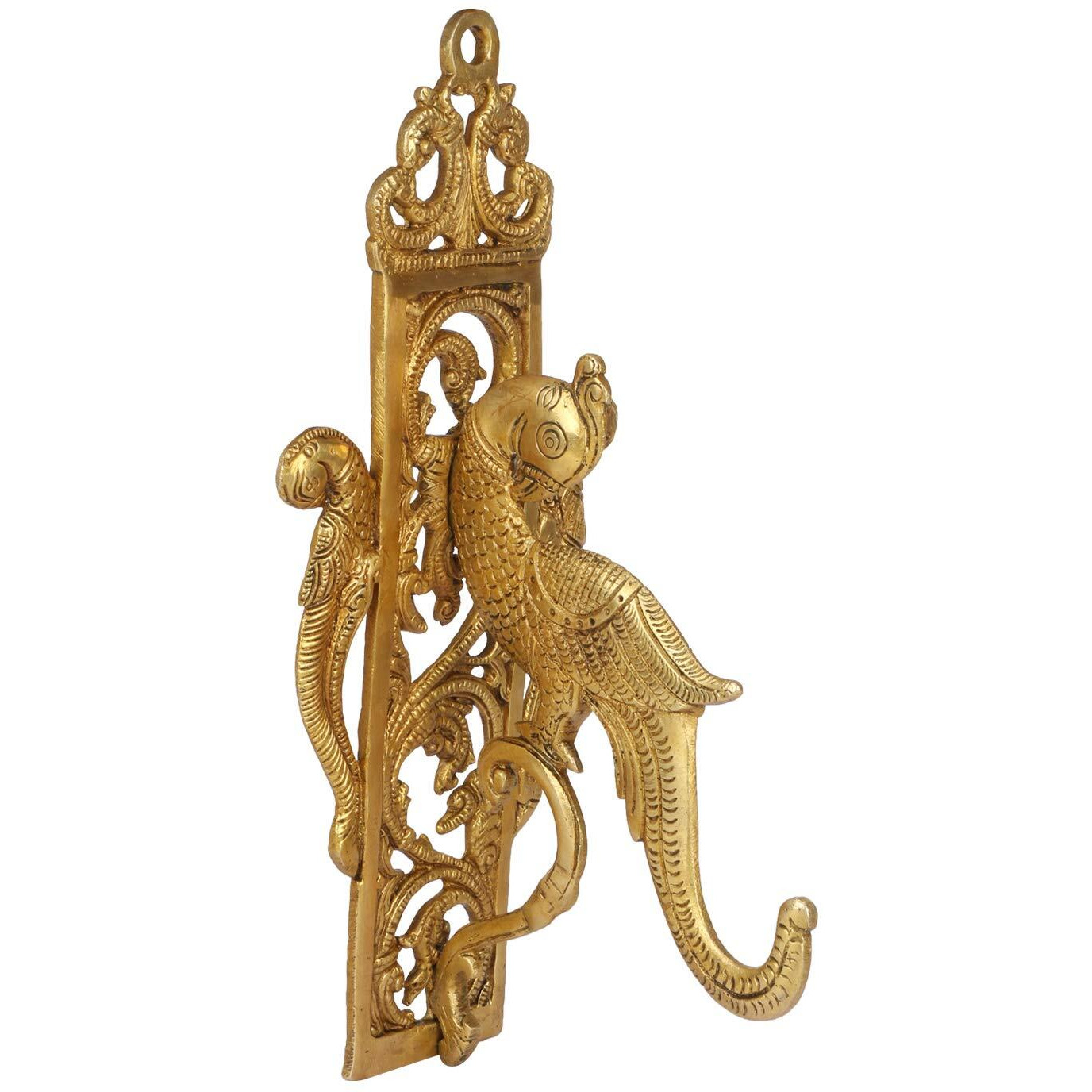 ARTVARKO Brass Traditional Parrot Wall Bracket Wall Hanger for Hanging Diya Lamp Wall Decor - 10 Inches