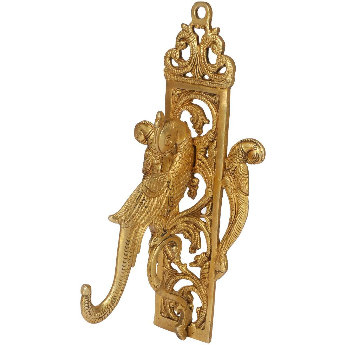 ARTVARKO Brass Traditional Parrot Wall Bracket Wall Hanger for Hanging Diya Lamp Wall Decor - 10 Inches