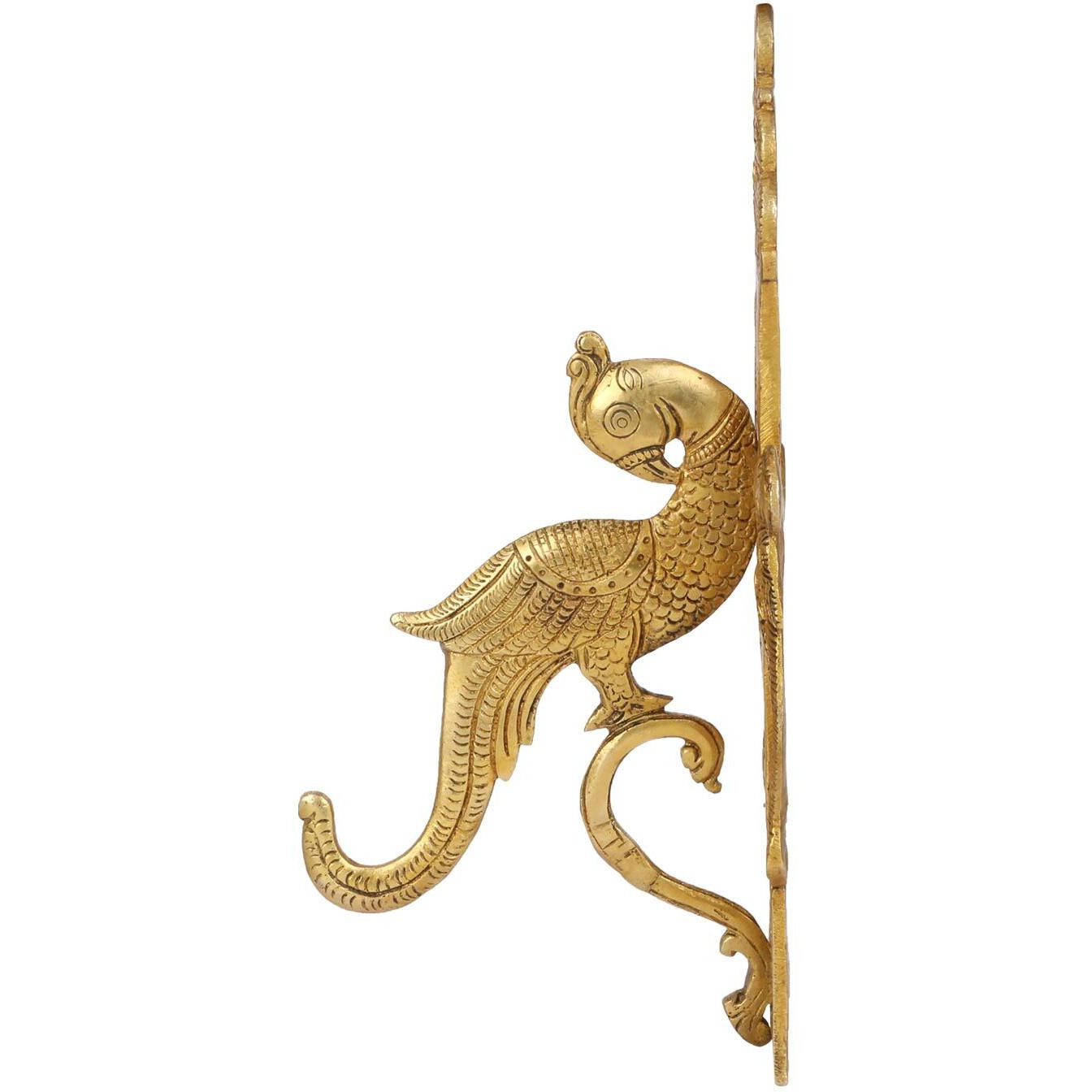 ARTVARKO Brass Traditional Parrot Wall Bracket Wall Hanger for Hanging Diya Lamp Wall Decor - 10 Inches