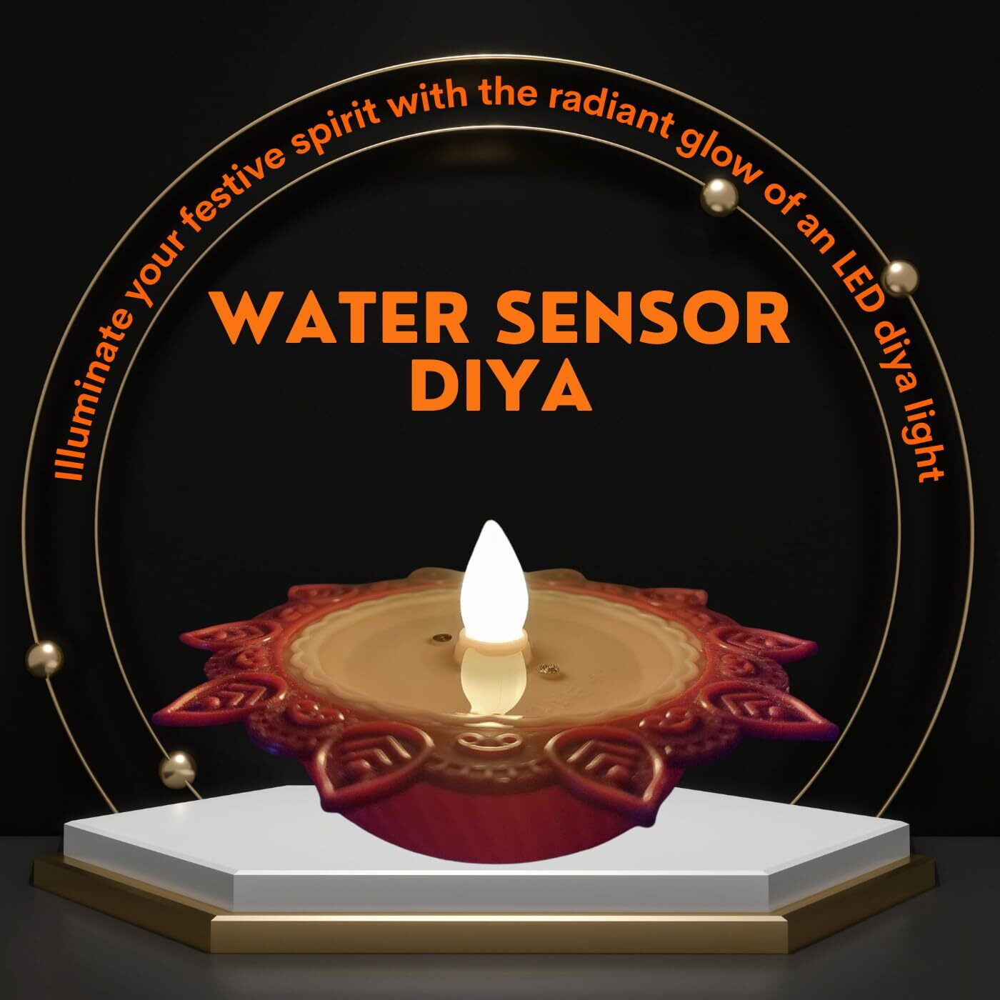 SuNZita Water Sensor Diya Set Water Sensor LED Diyas Decorative Diya Decorative LED Lights E-Diya Set for Home, Diwali, Festivals Decoration I Battery Operated (Set of 24) (24)