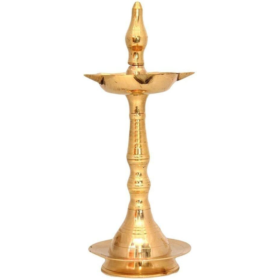 BENGALEN Brass Diya Kerala Samai 16 Inch Traditional Oil Lamp Deepak Lamp Kutthu vilakku Panchmahal Deepam for Pooja Mandir Diwali Indian Puja Wedding Return Gift Items Set of 2