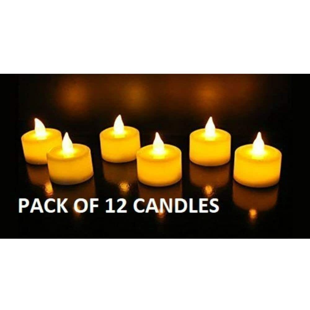 AuraDecor Flameless & Smokeless Led Tealight Candles Flickering Led Lights Diya Electric Tea Candles For Diwali, Festival, Home Decoration (Yellow, Pack of 12)