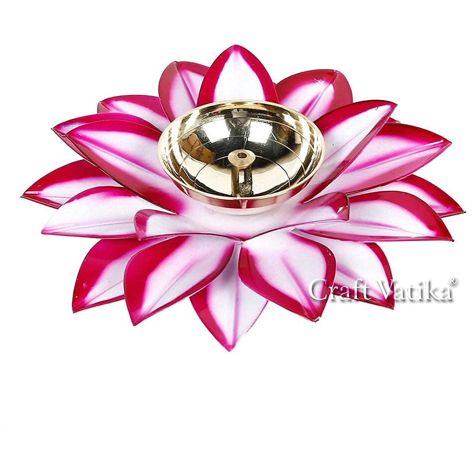 Collectible India Diya for Puja Diwali Decoration Items Brass Lotus Kamal Diyas Oil Lamp Stand for Pooja Room Home Diwali Decorations Items/Diwali Lights/Festive Diya