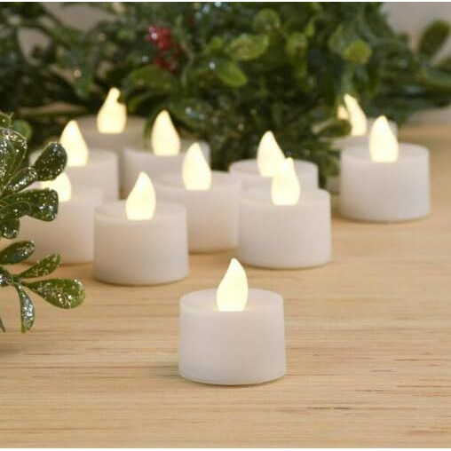 AuraDecor Flameless & Smokeless Led Tealight Candles Flickering Led Lights Diya Electric Tea Candles For Diwali, Festival, Home Decoration (White, Pack of 24)