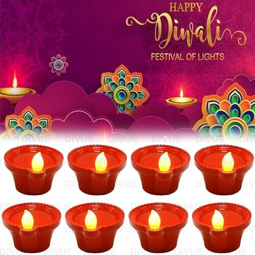 VAIDUE Water Sensor Diya Lights Electric Flameless & Smokeless LED Diyas | Eco-Friendly Led Diyas Candle E-Diya Warm Ambient Lights for Home Decor, Diwali Festivals Decoration, Christmas New Year