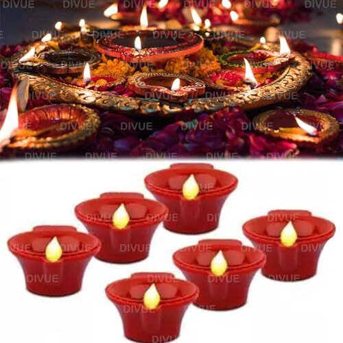 VAIDUE Water Sensor Diya Lights Electric Flameless & Smokeless LED Diyas | Eco-Friendly Led Diyas Candle E-Diya Warm Ambient Lights for Home Decor, Diwali Festivals Decoration, Christmas New Year