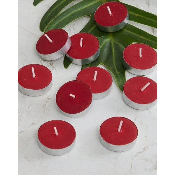 Yathart Multi-Purpose Candles for Home Decorative Smokeless Pack of 50 Pcs Diya Tealight Candle Set (Red, Scented Fragrance, 12gm Wax)