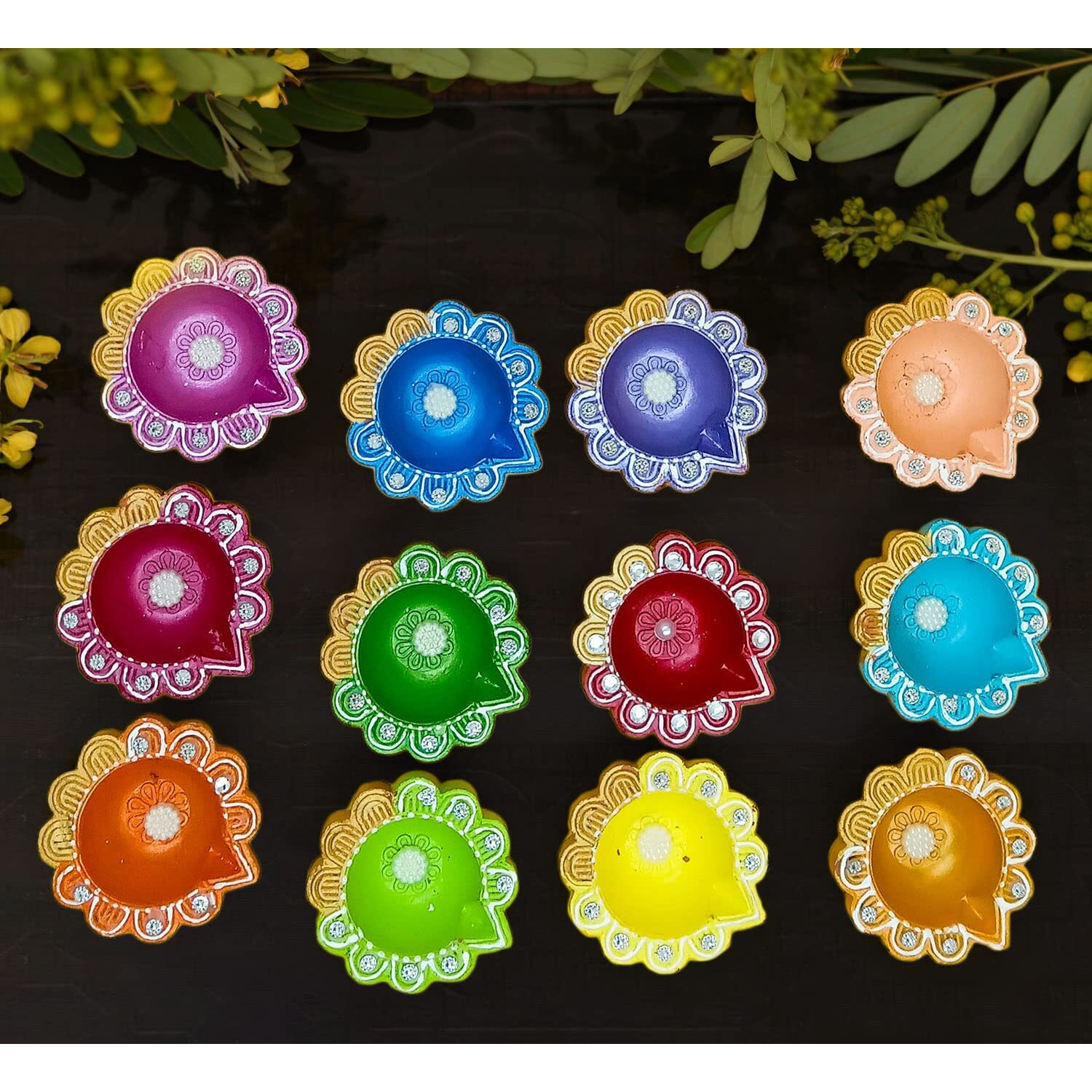 Clay Diya for Diwali Decoration Puja | 12 Pcs Terracotta Diyas Diwali Gift Decoration Items for Home Decor | Diwali diyas | Deepawali Gifts