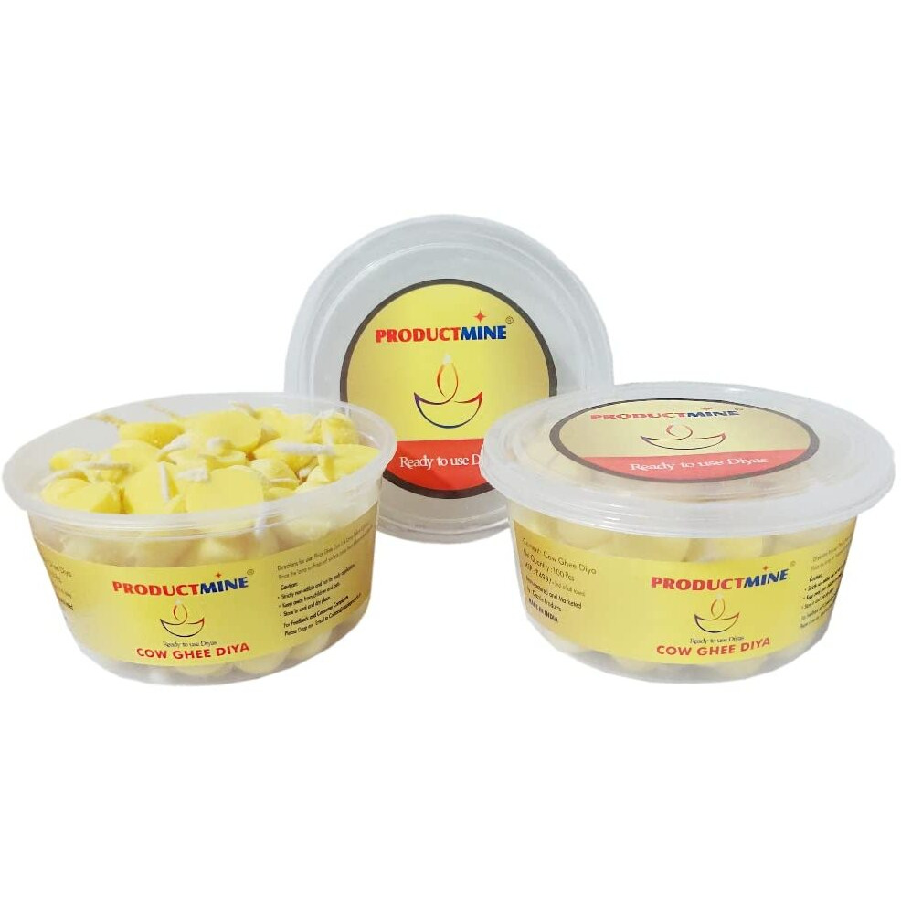 PRODUCTMINE Pure Cow Ghee Diya (200 Diyas) Cotton Wick for Puja and Special Occasions