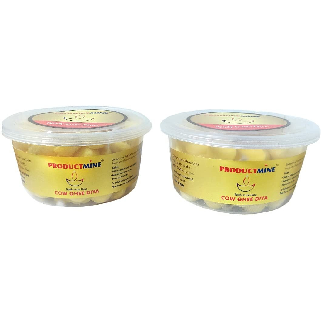 PRODUCTMINE Pure Cow Ghee Diya (200 Diyas) Cotton Wick for Puja and Special Occasions