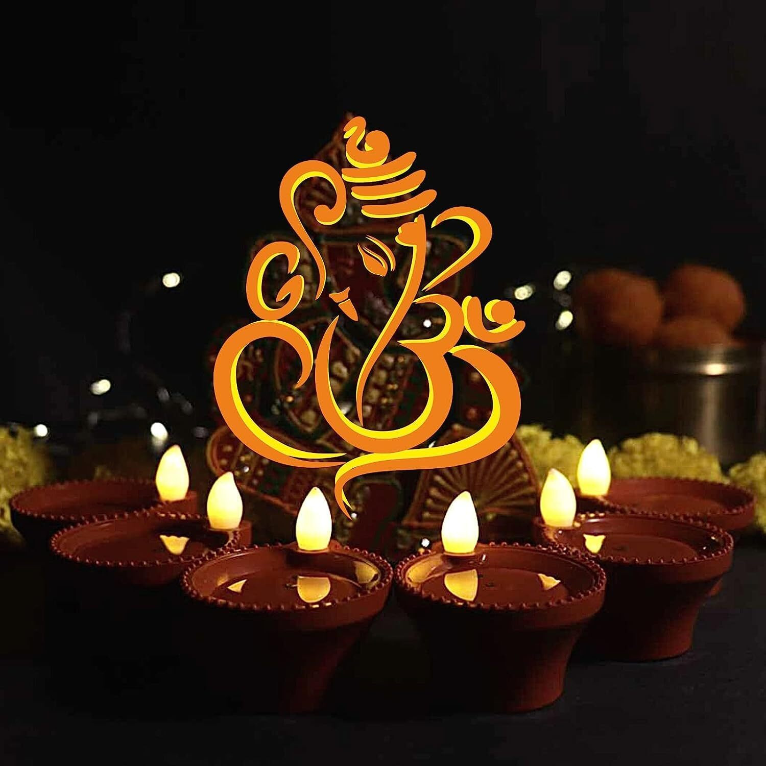 KIDZYMON Water Sensor LED Diya Light - Decorative Diyas with White Flame, Battery Operated Diya Light Set, Decorative Diya (24 Pieces)