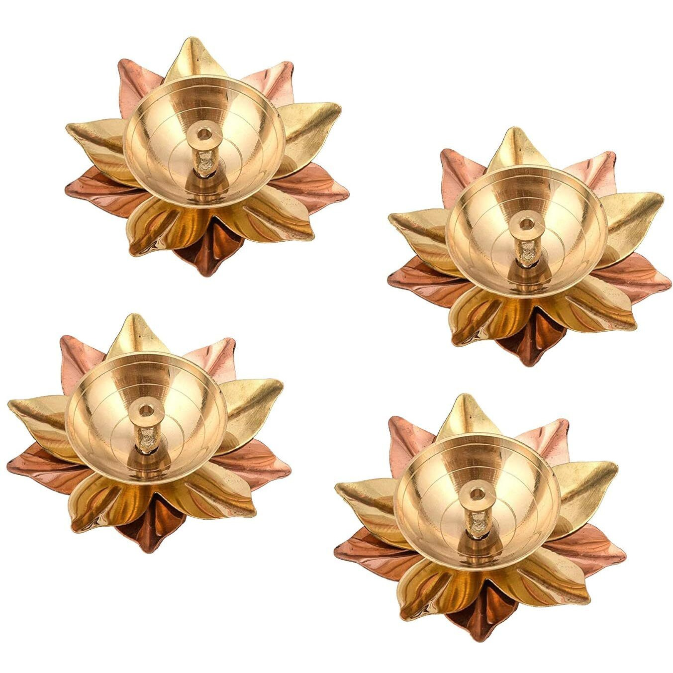 CraftVatika Pure Brass Diwali Diya Lamp Set of 2 for Pooja, Diwali Decoration Items,I ndian Diyas Decoration Items - Decorative Deepak Combo Set of 2 (Gold_3 X 3 X 1.5 Inch)