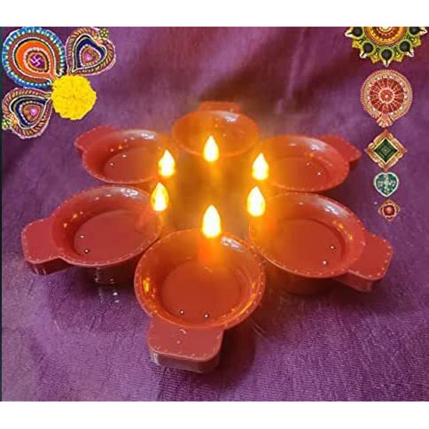 Genteel Water Sensor Led Diyas with Water Sensing Technology E-Diya, Warm Orange Ambient Lights, for Home Dcor, Festivals Decoration