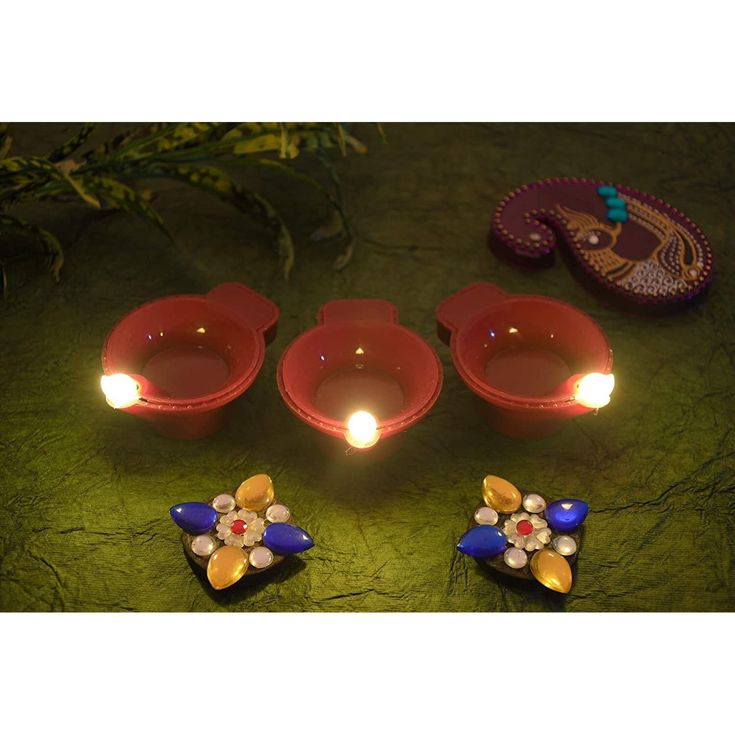 Genteel Water Sensor Led Diyas with Water Sensing Technology E-Diya, Warm Orange Ambient Lights, for Home Dcor, Festivals Decoration