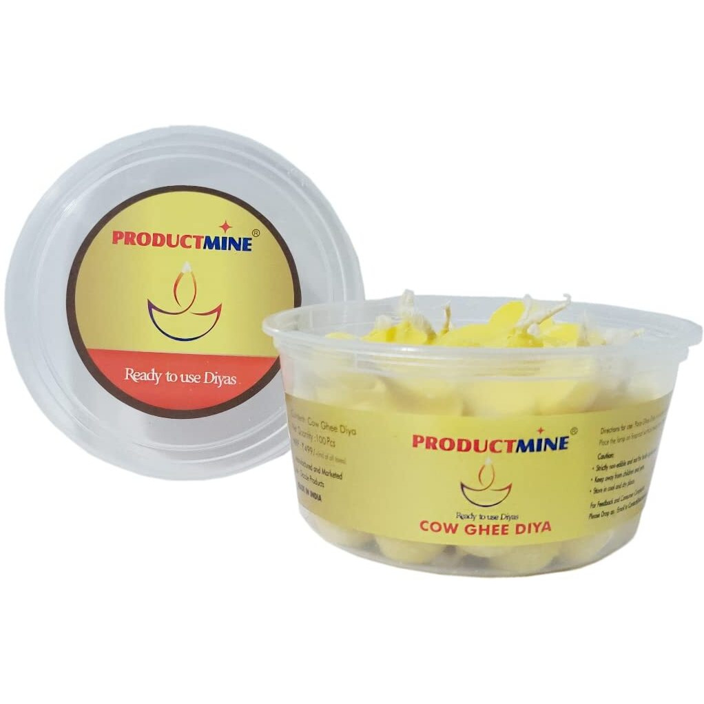 PRODUCTMINE Cow Ghee Diya (100 Diyas) Cotton Wick for Puja and Special Occasions