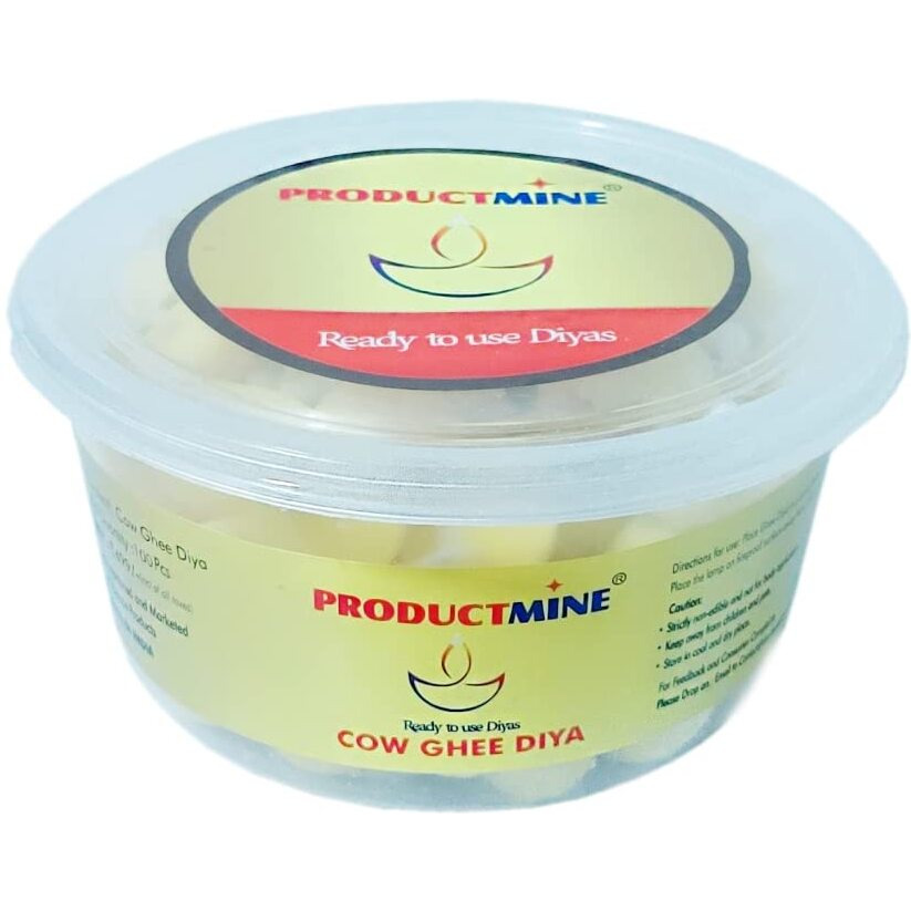 PRODUCTMINE Cow Ghee Diya (100 Diyas) Cotton Wick for Puja and Special Occasions