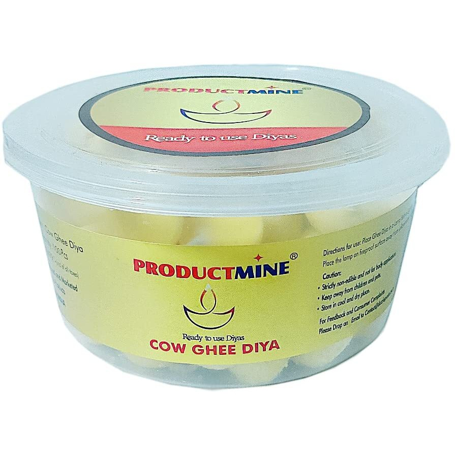 PRODUCTMINE Cow Ghee Diya (100 Diyas) Cotton Wick for Puja and Special Occasions