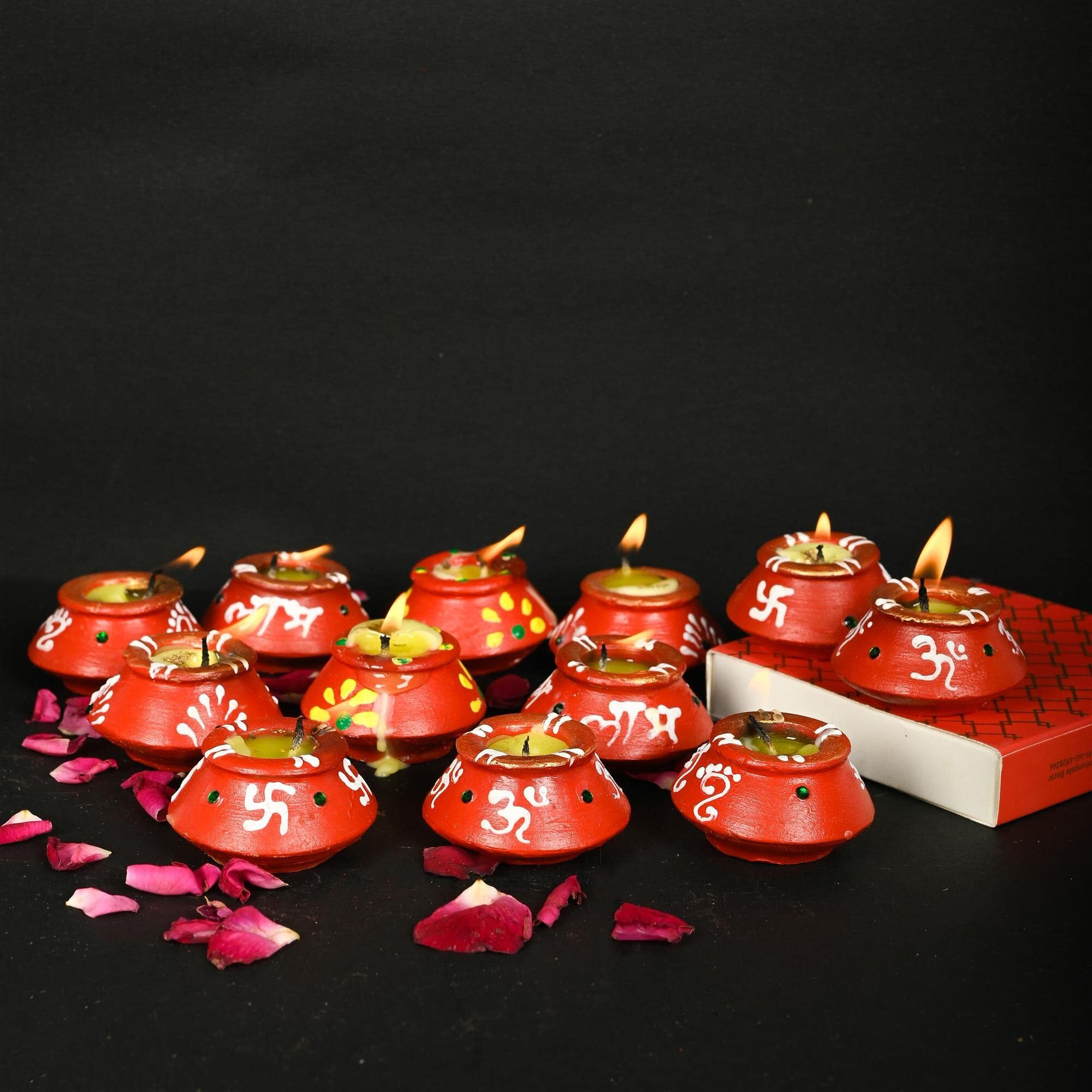 Perpetual Diwali Diyas for Home Decoration - Handmade Decorative Clay Diya, Mitti Diya, Terracotta Matki Diya for Navaratri and Diwali Pack of 12 Pcs