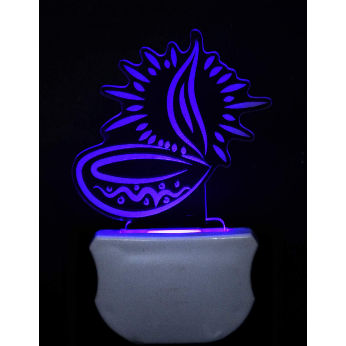 ZULKA Get Your Traditions Diya 3D Illusion Multicolor Acrylic Night Lamp for Bedroom,Kids Room(Pack of 1)