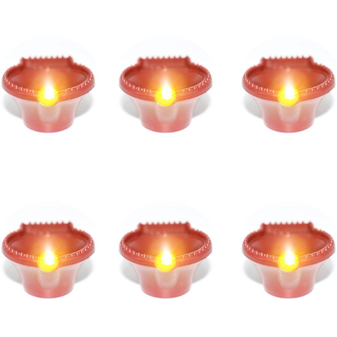 S2S Plastic Battery Powered LED Light Diya Pack of 6