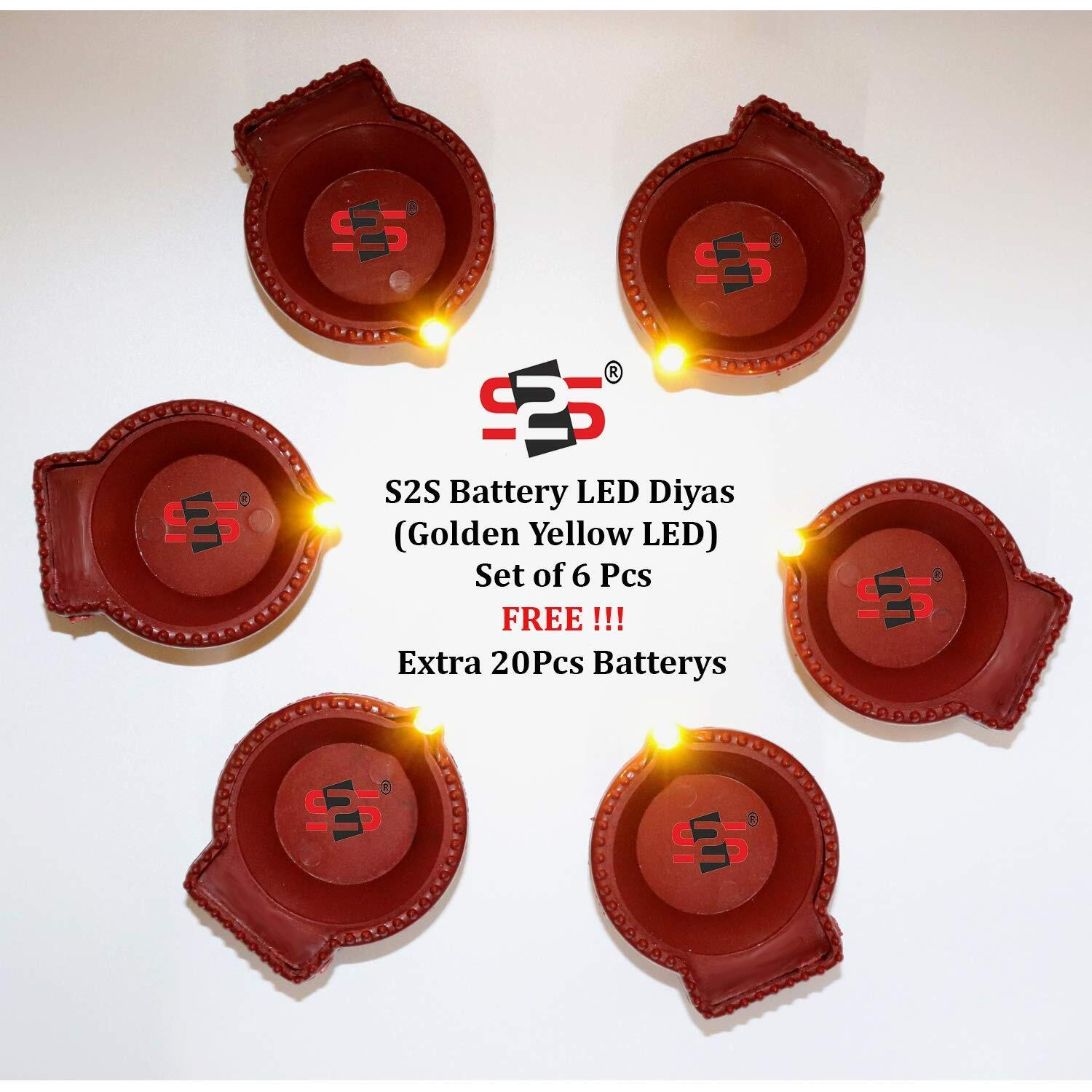 S2S Plastic Battery Powered LED Light Diya Pack of 6